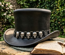 Cappello top pelle nero fatto