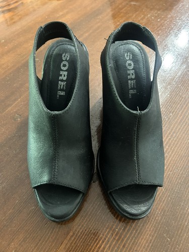 Sandali sorel neri con zeppa - sandali,