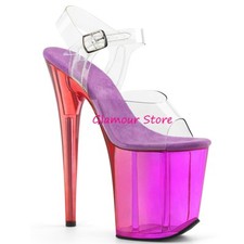 Sexy SANDALI tacco 20 VIOLA/TRASPARENTE dal 35 al 40 plateau scarpe glamour CLUB