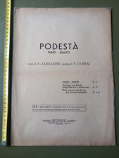 C. Zangarini, V. Cerrai - Podestà Inno-Saluto - spartito musicale -1935 FASCISMO