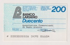 Miniassegni  BANCO LARIANO - 200 lire Busto Arsizio 10.11.76 Rif. BLAR 5