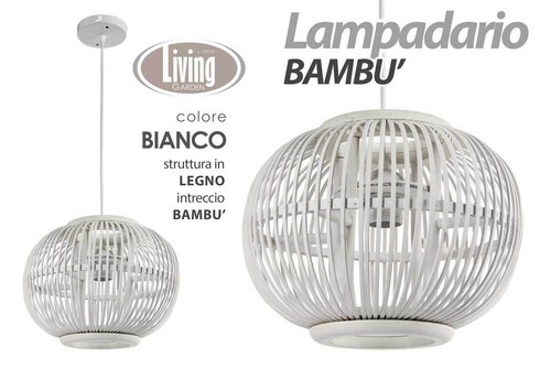 Lampadario sfera legno bambù - lampadario,