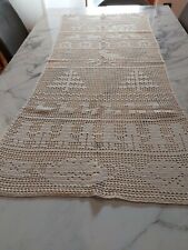 TENDA ecru a vetro Vintage in puro cotone lavorazione a Filet all'uncinetto 