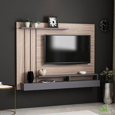 PANNELLO PARETE ATTREZZATA PORTA TV INDUSTRIAL 157x21x120 CM LEGNO ANTRACITE