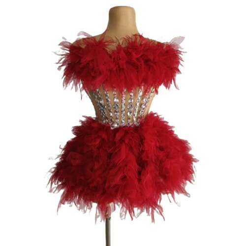 Red sparkly performance set - red,