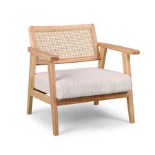 Artena - Poltrona legno massello Parawood polyrattan seduta velluto a coste