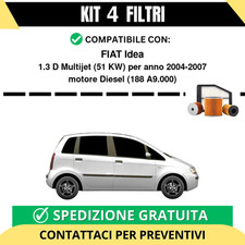 Kit 4 Filtri Tagliando per FIAT Idea 1.3 D Multijet 51 kw Diesel 2004-2007