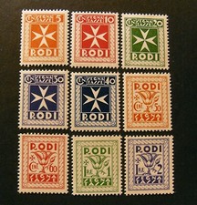 ITALIA , ITALY COLONIE EGEO RODI 1934 "SEGNATASSE" 9 Valori Cpl set MNH** ss.1/9