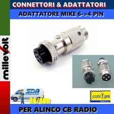ADATTATORE CONNETTORE MICROFONO ALINCO DR135 DX10 DA 6 PIN A 4 PIN GALAXY PLUTO 