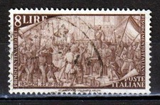 ITALIA REPUBBLICA 1948 Centenario del Risorgimento  8 Lire usato