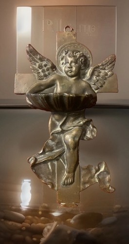 Scultura acquasantiera liberty - scultura-acquasantiera,