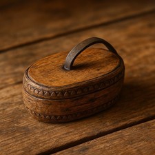 Tabacchiera Da Fiuto Legno E Cuoio Scatola Antica Snuff Box Scandinava