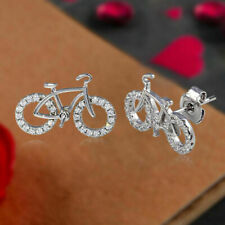 1 Ct Round Lab-Created Diamond Halo Bicycle Stud Earrings 14K White Gold Plated