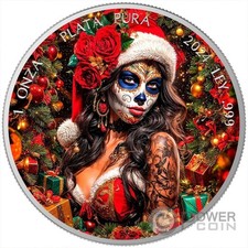 DIA DE LOS MUERTOS regalo di Natale Libertad 1 oz moneta d'argento Messico 2024