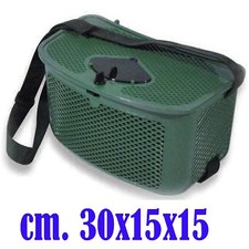 cestino porta trote trota cestello in plastica pesca con tracolla fiume torrente