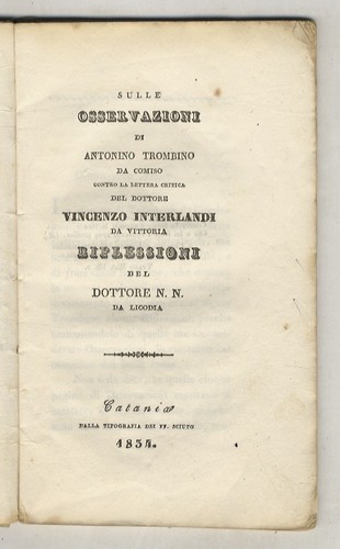 Sulle osservazioni antonino - di,