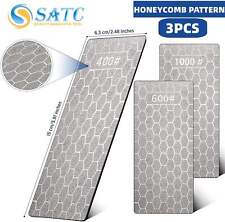 Set 3 pezzi affilacoltelli diamantati piastra 400/600/1000 grana levigatura banco pietra