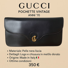 Gucci Vintage Anni ’70 – Pochette Nera in Pelle | Iconica e da Collezione.