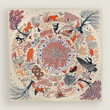 Sciarpa Hermes Scialle 140 Sous Le Charme d'Orphee stola seta cashmere naturale nuova 