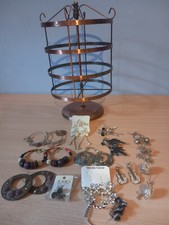 2xespositori girevoli porta gioelli e collane in rame + 12 paia orecchini