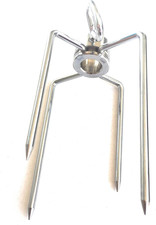 Girarrosto Coppia Forche Fermacarne 4 Punte Inox per Spiedo Esagonale