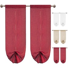 Tenda Pacchetto Arricciato Regolabile Finestra Porta Coppia 2 Pz Semitrasparente