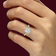 Anello incastonato in oro giallo 18 kt cuscino 0,5 carati massiccio semimonta...