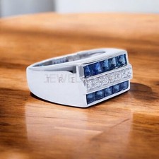 Anello uomo zaffiro blu taglio