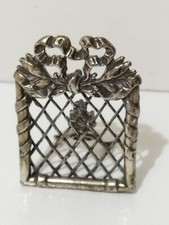 Vintage Anni 90 Cornice In Miniatura In Argento 800 Porta Foto Tessera 30x28 mm