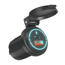 Adattatore Caricabatteria Rapido Type-C Doppia Porta Presa di Ricarica Presa per Accessori Auto