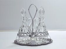 Oliera vintage in acciaio inox e vetro set antica con acetiera colore argento