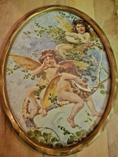 Quadri Cherubini Angeli Sorridenti Vintage Con Cornice Oro Basilio Cascella