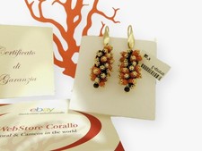 Orecchini con Corallo e Argento 925 PL di Oro in 18kt PendentI per Donna Silver