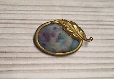 Spilla antica ovale color oro seta gioielli tradizionali design retrò vintage