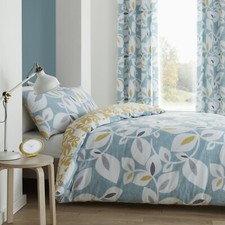 Set biancheria da letto copripiumone facile da curare Catherine Lansfield Inga foglia Scandi verde acqua