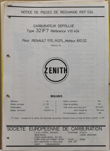 Catalogo carburatori zenith - carburatori,