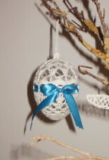 Uovo di Pasqua bianco fatto a mano ad uncinetto da appendere Decoro casa Pasqua 