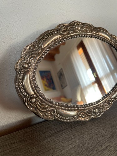 Specchio ovale cornice argento - specchio,