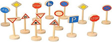 Toys Pure - Set Di Segnali Stradali in Legno, 15 Pz. Assortiti