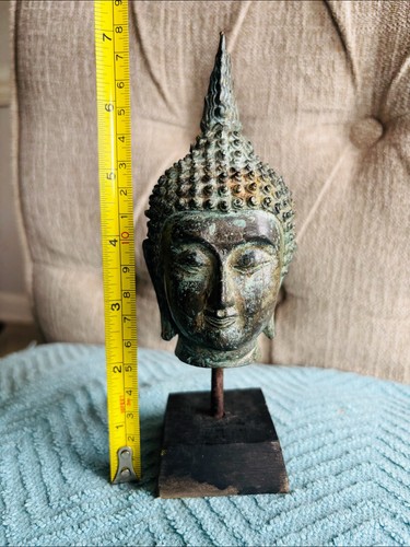 Testa buddha bronzo - buddha, in