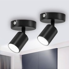 4 Faretti da Soffitto Orientabili GU10 LED 6W METALLO NERO (SENZA LAMPADINE)