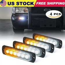 4x Luce Stroboscopica Auto Camion Lampeggiante Avviso Pericolo Faro Barra Luminosa Ambra/Bianco