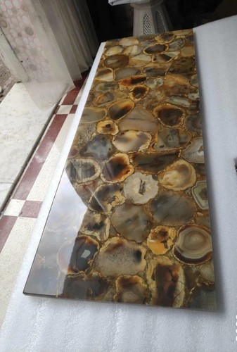 Tavolino laterale agata gialla - laterale,