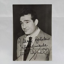 Cartolina con foto e autografo dell'attore Ugo Tognazzi, 15x10,5 cm, ottima
