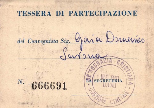 Tessera democrazia cristiana - tessera,