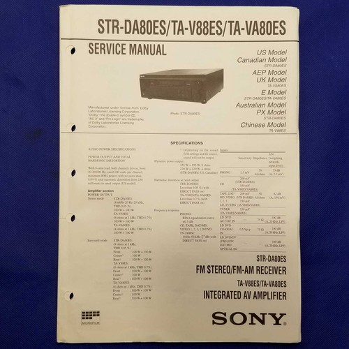 Sony str da80es v88es - str-da80es, str-ta-v88es
