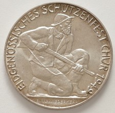 1949 CHUR SHOOTING FESTIVAL MEDAGLIA D'ARGENTO SVIZZERA UNC 33 MM 15,2G