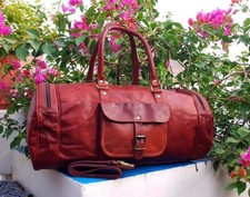 Borsone Borsone Borsone Viaggio Pelle Bagaglio Marrone Weekender Classico Ori...