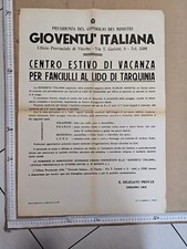 MANIFESTO TARQUINIA LIDO 1966 VITERBO GIOVENTù ITALIANA CENTRO ESTIVO
