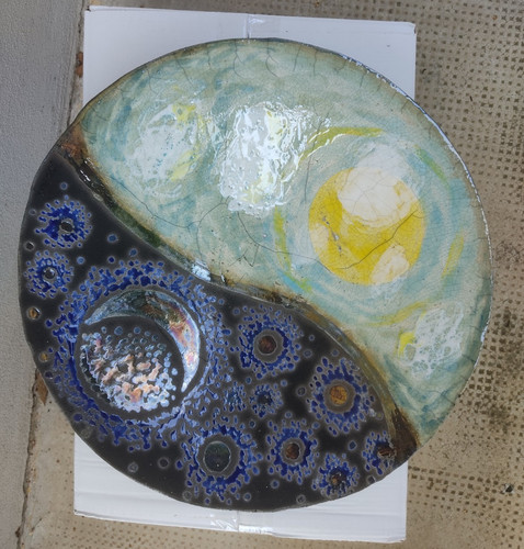 Piatto ceramica raku notte - ceramica,